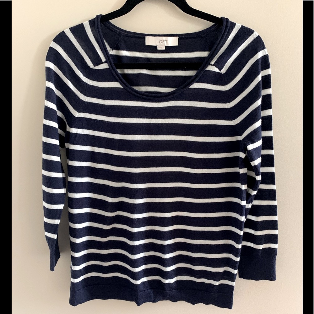 LOFT merino wool striped knit sweater